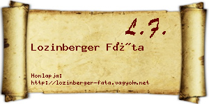 Lozinberger Fáta névjegykártya